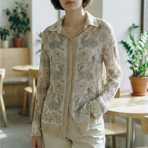 Liz Claiborne 100% Silk Crinkle Blouse